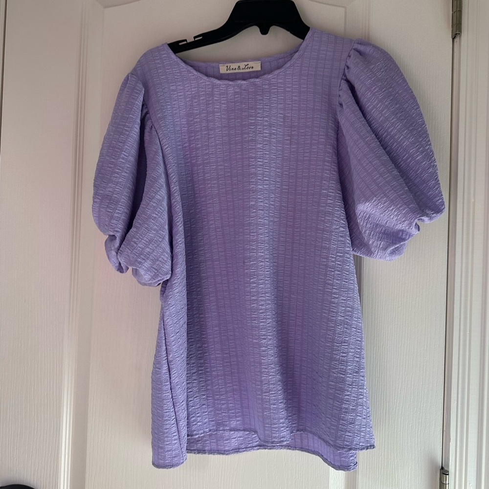 Boutique Purple puff sleeve shirt lavender M